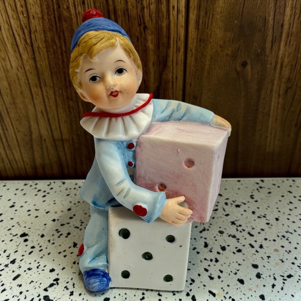 Arnart Erich Stauffer Royal Crown Boy Clown Figurine Childrens World Blue Dice